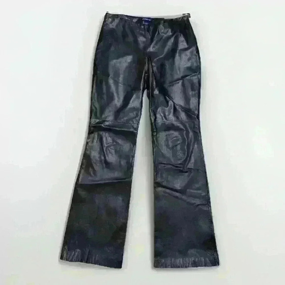 Ann‎ Taylor Vintage Fully Lined Brown Leather Side Zip Boot Cut Leg Pants Size 8 - Picture 1 of 10
